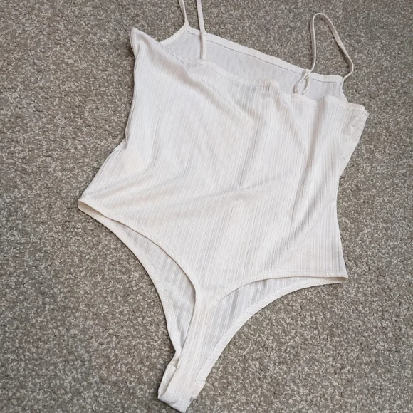 (2/$25) SWS ribbed bodysuit spaghetti strap white - Picture 8 of 12